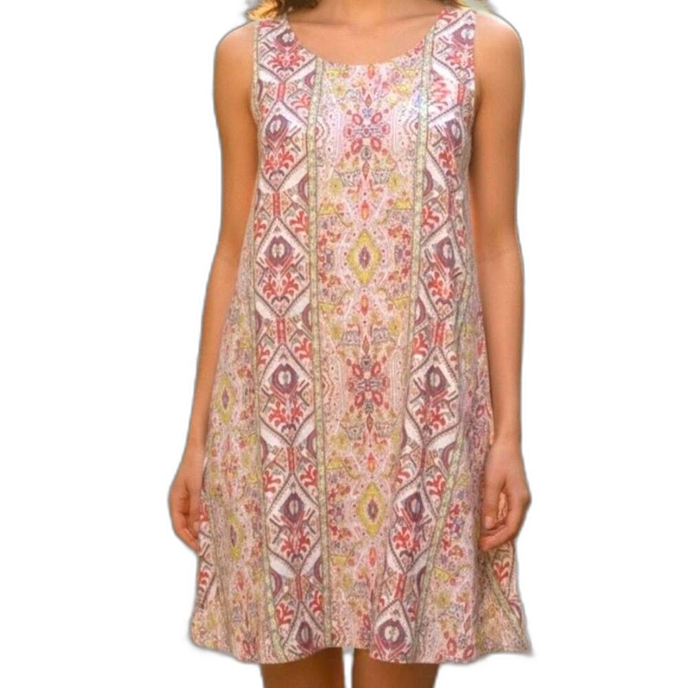 Rachel Zoe Linen Dress Womens Large Sleeveless A Line Boho Pockets Keyhole Back